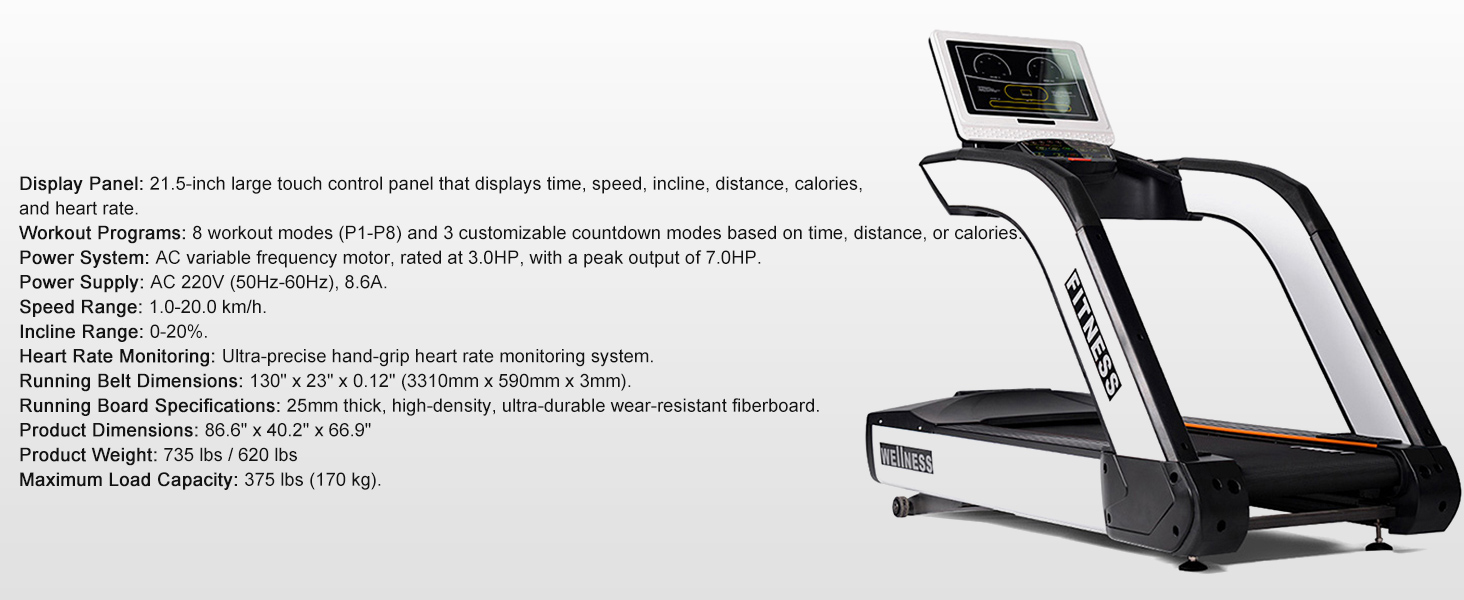 Treadmill for Home& Commercial Gym with 20% Auto Incline